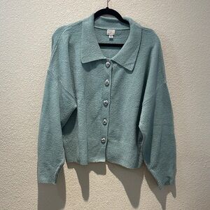a new day Light Aqua Button-Front Collared Cardigan Sweater size XXL